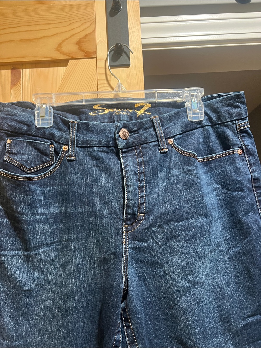 Seven7 ladies Indigo Blue Relaxed Fit Denim jeans size 16 tummy less high rise